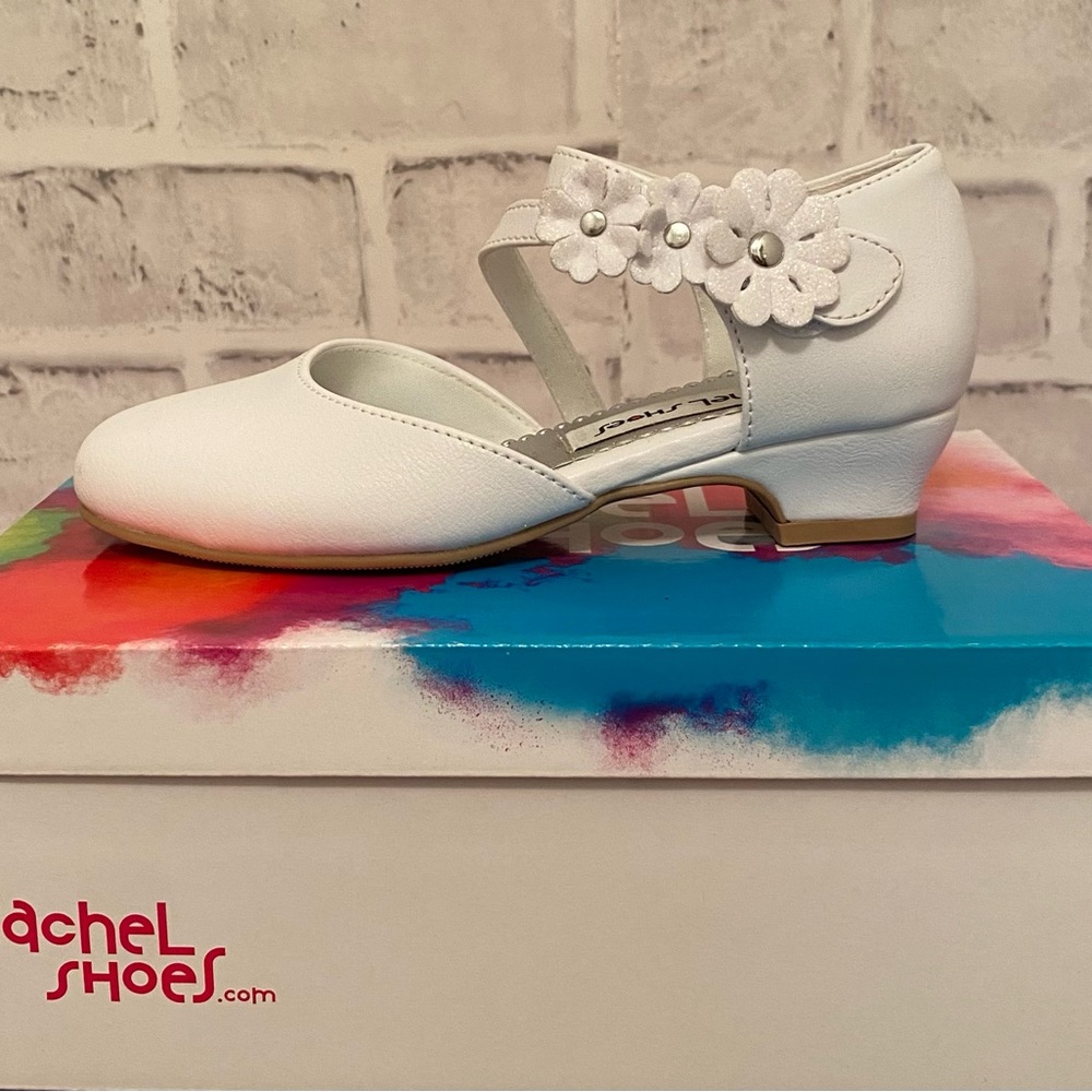 Rachel Shoes white Floral Kids Dress Shoes